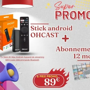 Pack CLÉ ANDROID Tv Stick 4K + Abonnement 12 mois